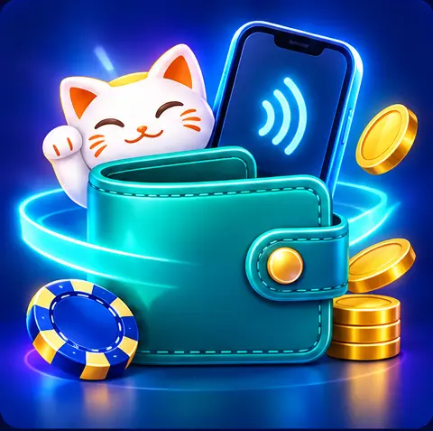 Neon mobile wallet and phone representing GCash access