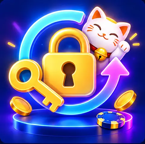 Neon lock, key and recovery arrow