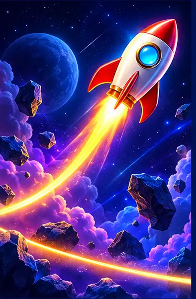 Neon arcade rocket